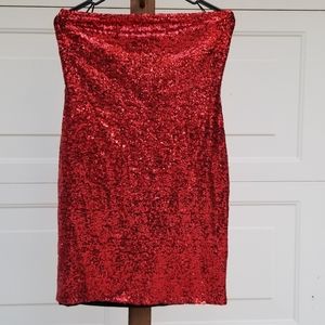 Red sequin tube dress